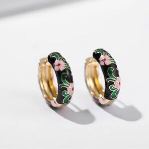 Bohemian Black hoop earrings A404